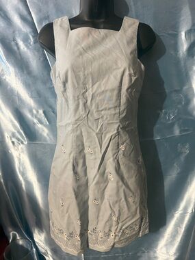 Vintage J Crew Blue Flower Embroidered Dress Size S